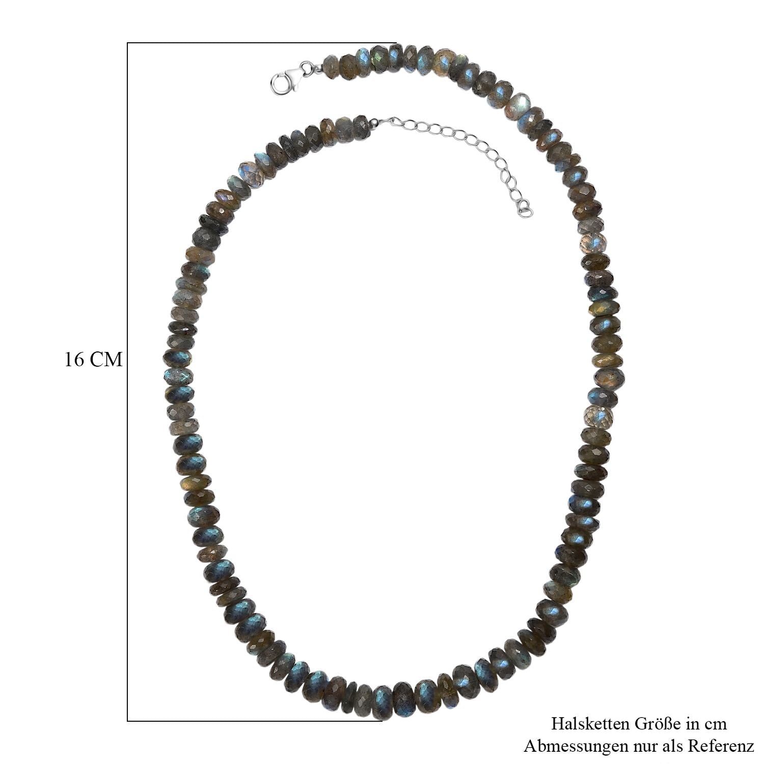 D'Joy AAA Labradorit Halskette ca. 45 cm 925 Silber rhodiniert ca. 230.00 ct