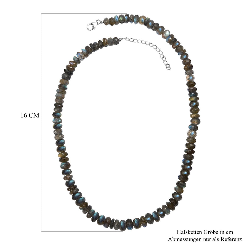 D'Joy AAA Labradorit Halskette ca. 45 cm 925 Silber rhodiniert ca. 230.00 ct