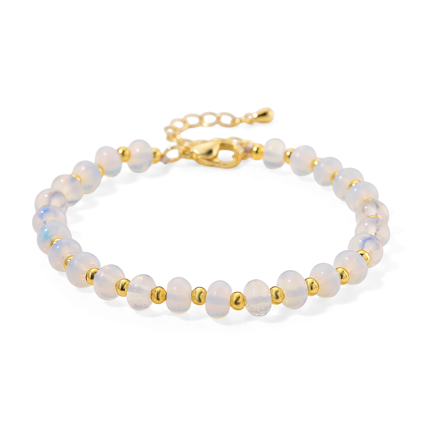 Opalite Armband, ca. 18 cm + 5 cm Extender, Reine Legierung gelb vergoldet ca. 20.00 ct