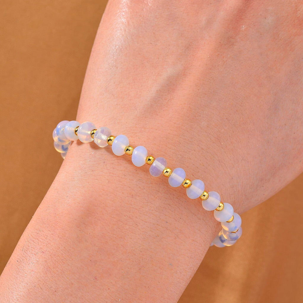 Opalite Armband, ca. 18 cm + 5 cm Extender, Reine Legierung gelb vergoldet ca. 20.00 ct
