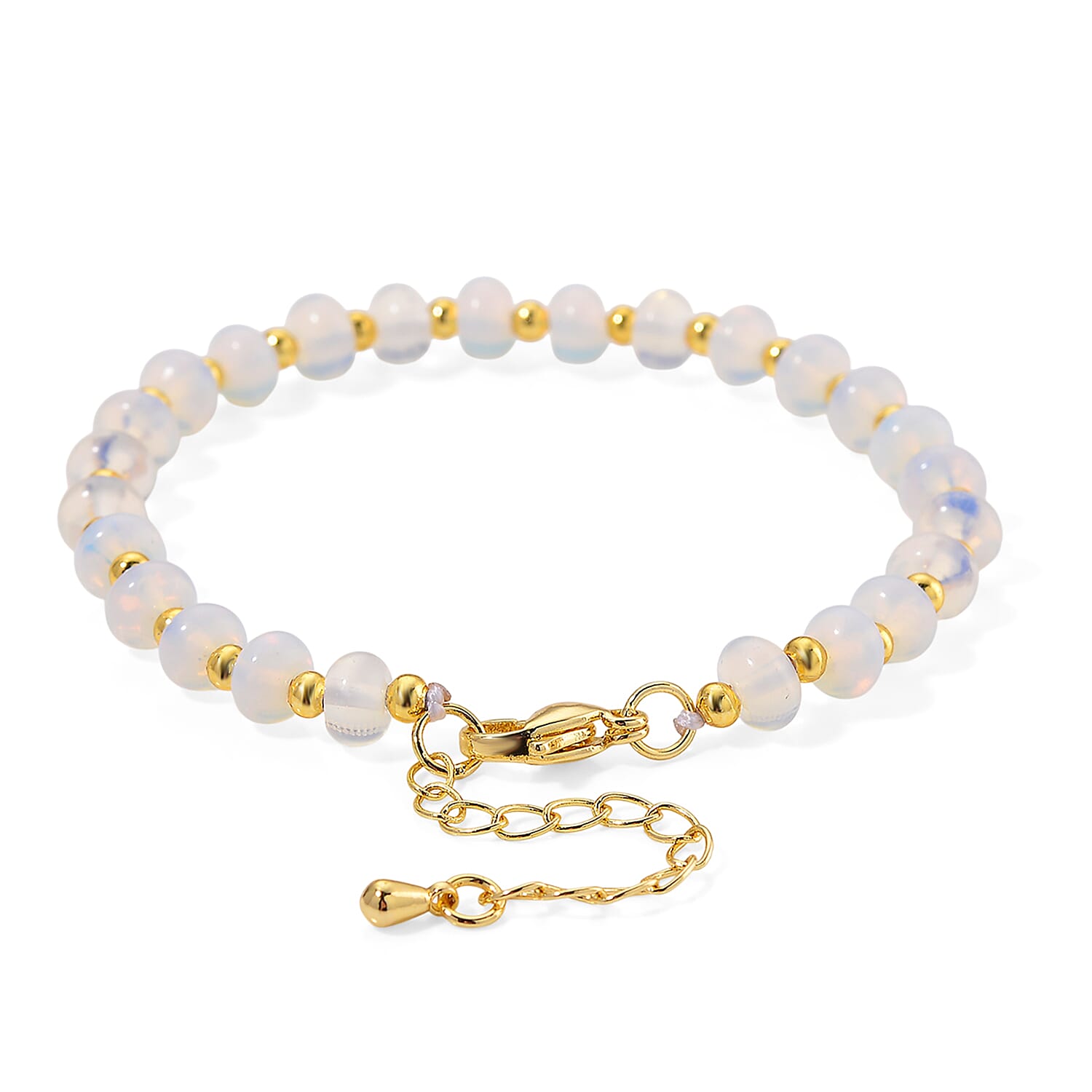 Opalite Armband, ca. 18 cm + 5 cm Extender, Reine Legierung gelb vergoldet ca. 20.00 ct