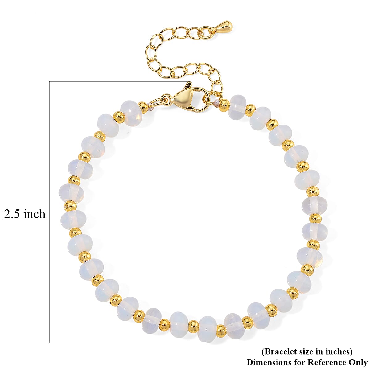 Opalite Armband, ca. 18 cm + 5 cm Extender, Reine Legierung gelb vergoldet ca. 20.00 ct