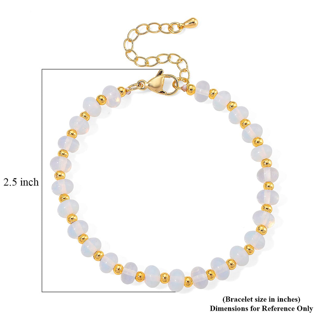 Opalite Armband, ca. 18 cm + 5 cm Extender, Reine Legierung gelb vergoldet ca. 20.00 ct