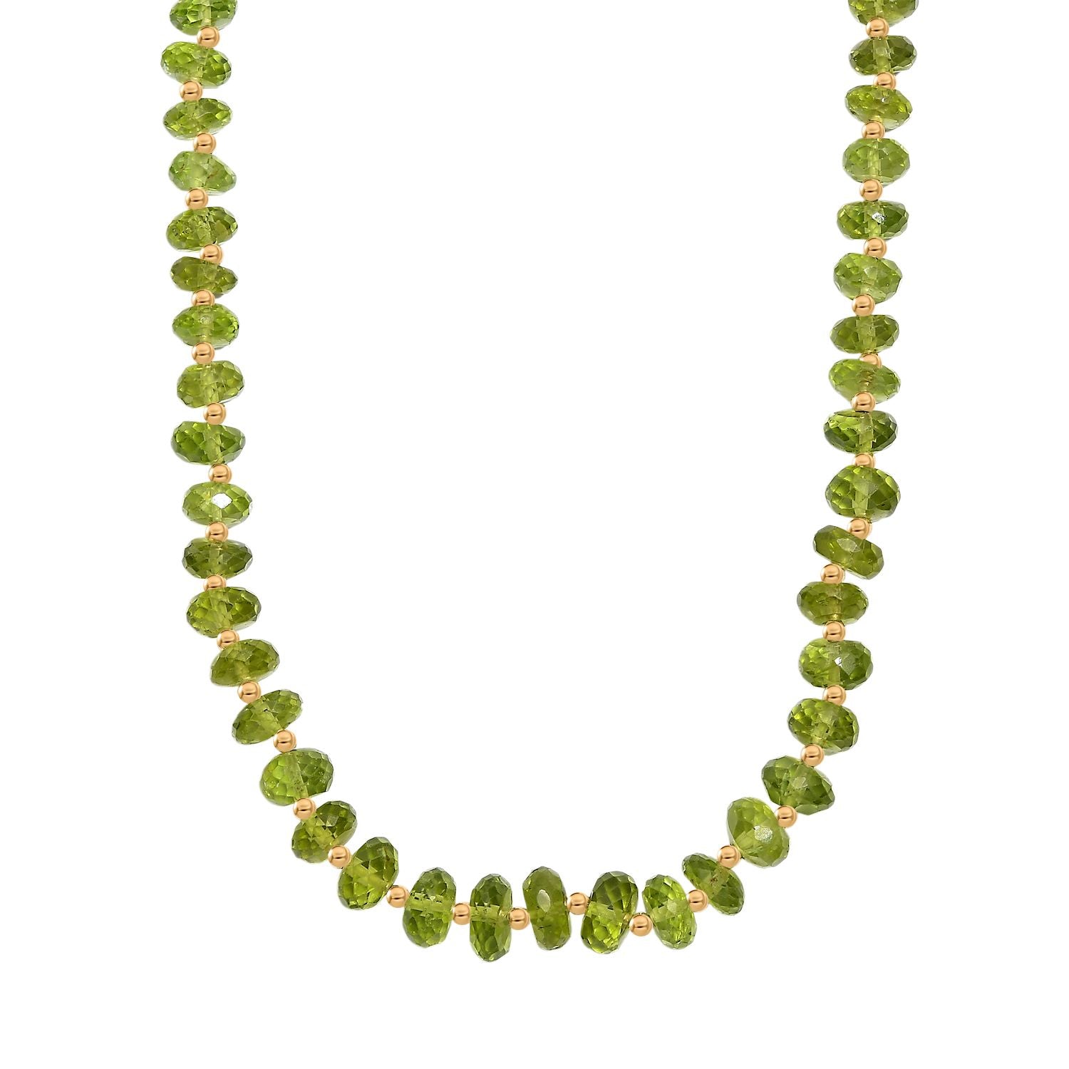 DAS GRößTE PERIDOT ANGEBOT DES JAHRES - D'Joy AAA Peridot Halskette ca. 45 cm 925 Silber 750 Gelbgold Vermeil ca. 106.00 ct