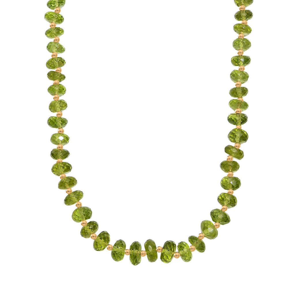 DAS GRößTE PERIDOT ANGEBOT DES JAHRES - D'Joy AAA Peridot Halskette ca. 45 cm 925 Silber 750 Gelbgold Vermeil ca. 106.00 ct