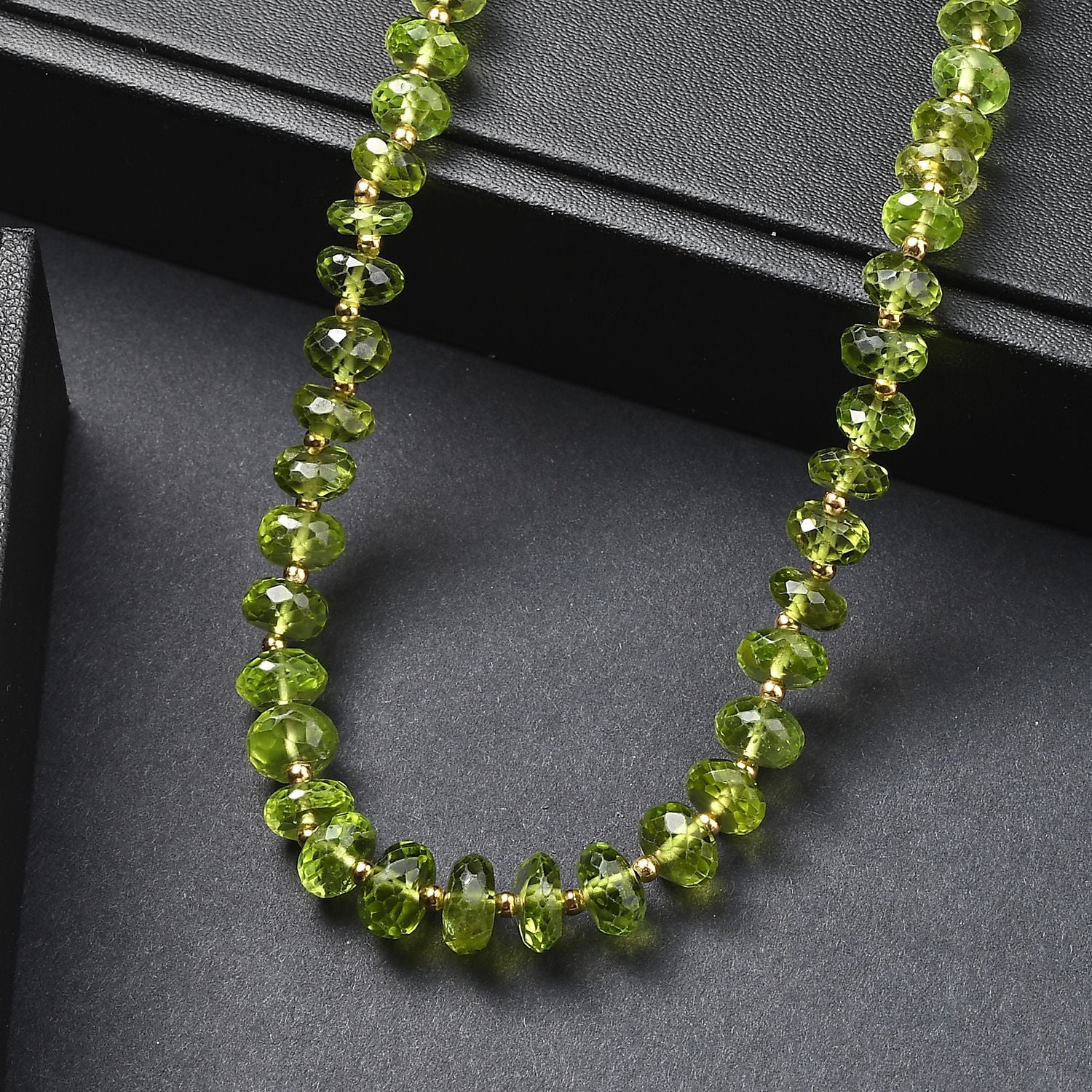 DAS GRößTE PERIDOT ANGEBOT DES JAHRES - D'Joy AAA Peridot Halskette ca. 45 cm 925 Silber 750 Gelbgold Vermeil ca. 106.00 ct