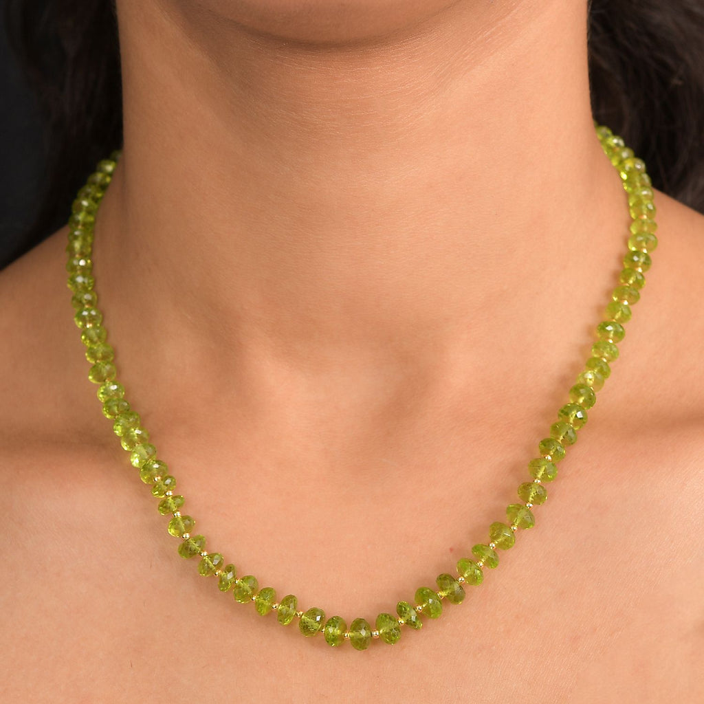 DAS GRößTE PERIDOT ANGEBOT DES JAHRES - D'Joy AAA Peridot Halskette ca. 45 cm 925 Silber 750 Gelbgold Vermeil ca. 106.00 ct