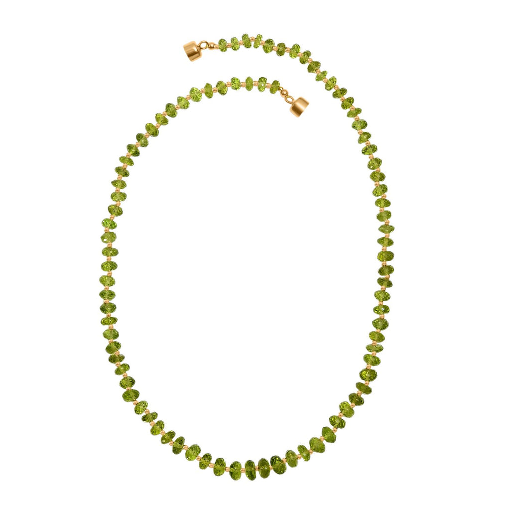 DAS GRößTE PERIDOT ANGEBOT DES JAHRES - D'Joy AAA Peridot Halskette ca. 45 cm 925 Silber 750 Gelbgold Vermeil ca. 106.00 ct