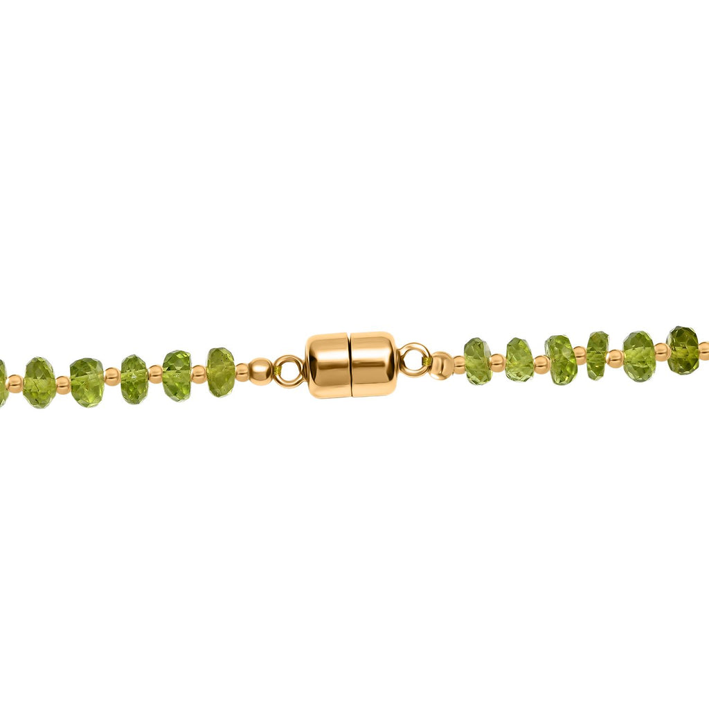 DAS GRößTE PERIDOT ANGEBOT DES JAHRES - D'Joy AAA Peridot Halskette ca. 45 cm 925 Silber 750 Gelbgold Vermeil ca. 106.00 ct