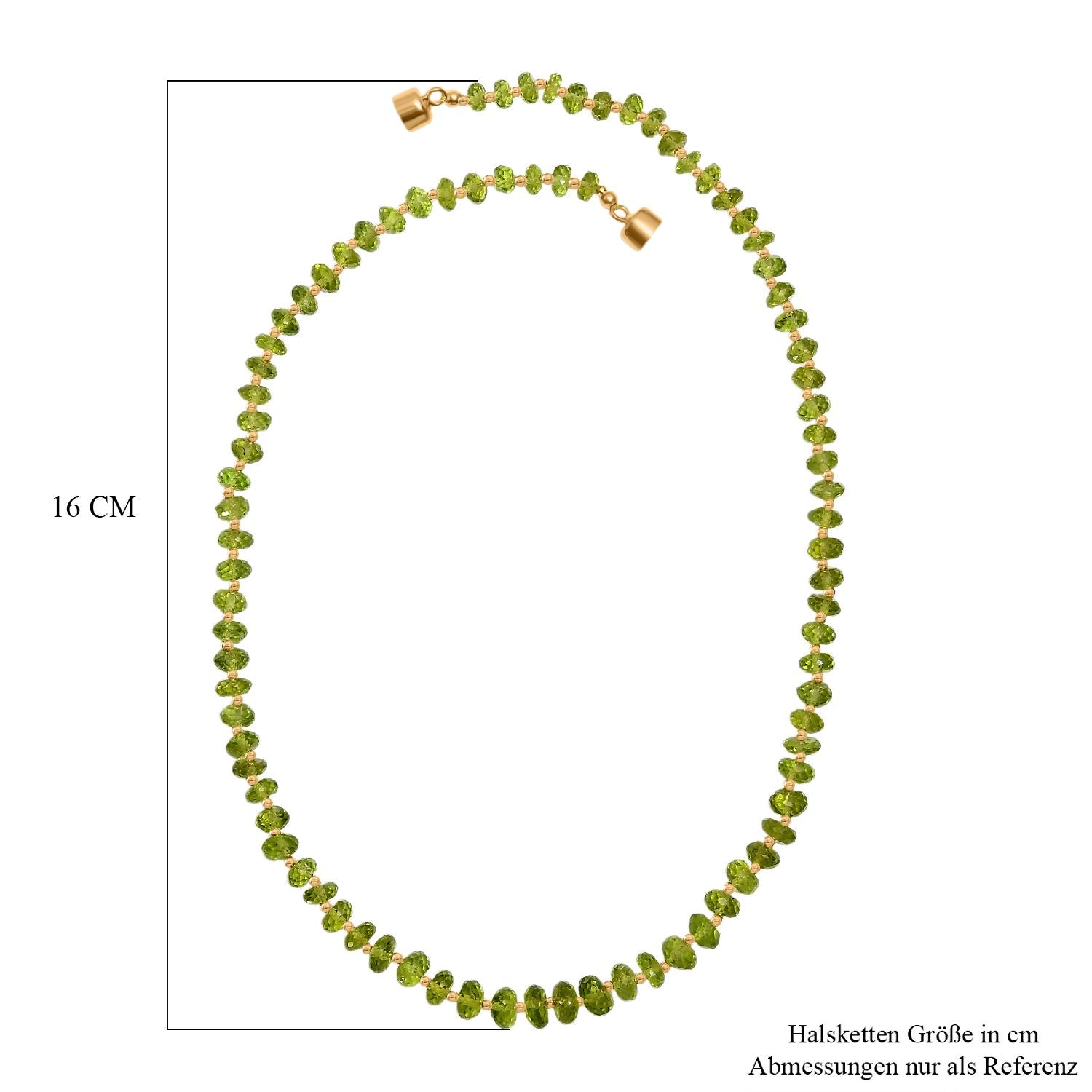 DAS GRößTE PERIDOT ANGEBOT DES JAHRES - D'Joy AAA Peridot Halskette ca. 45 cm 925 Silber 750 Gelbgold Vermeil ca. 106.00 ct