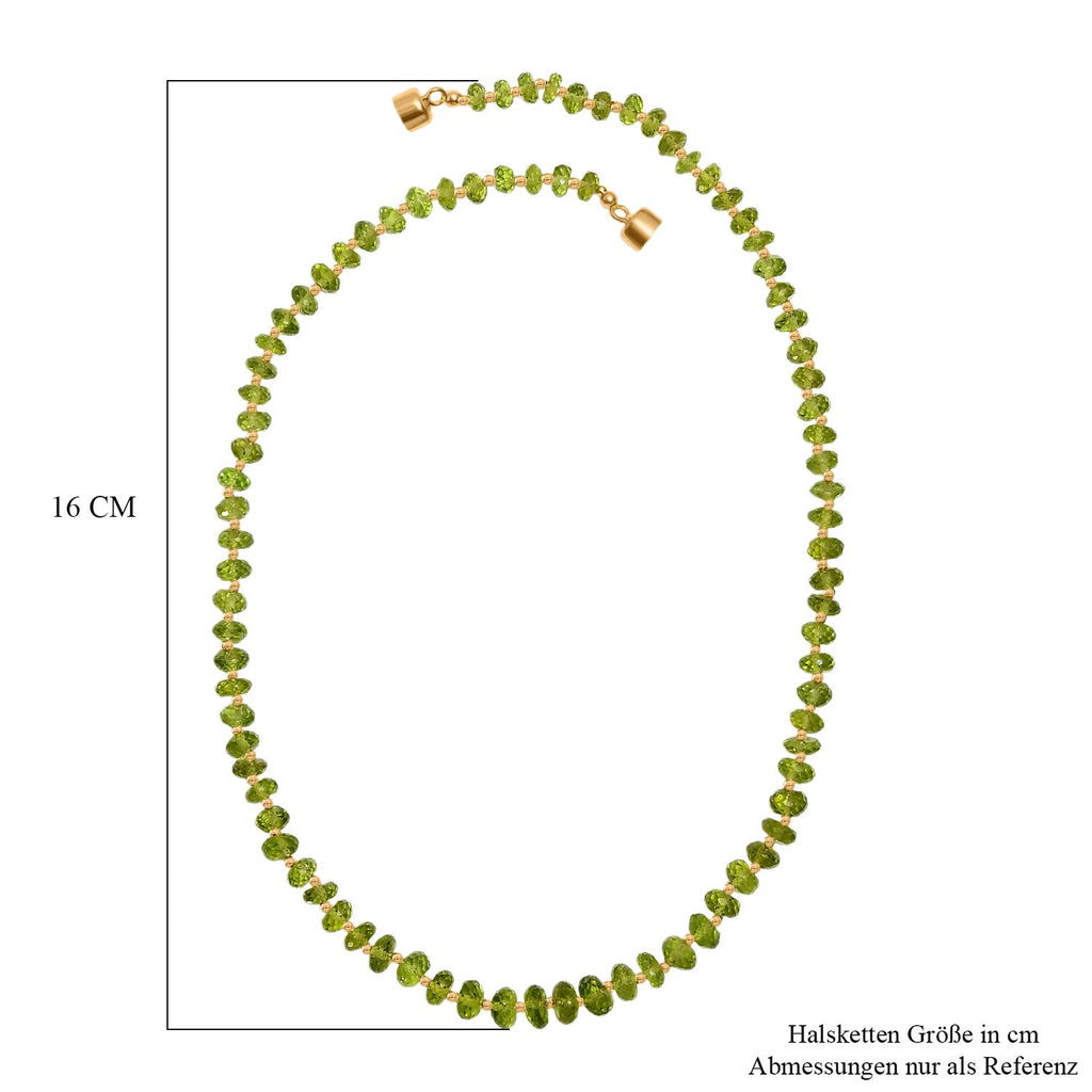 DAS GRößTE PERIDOT ANGEBOT DES JAHRES - D'Joy AAA Peridot Halskette ca. 45 cm 925 Silber 750 Gelbgold Vermeil ca. 106.00 ct