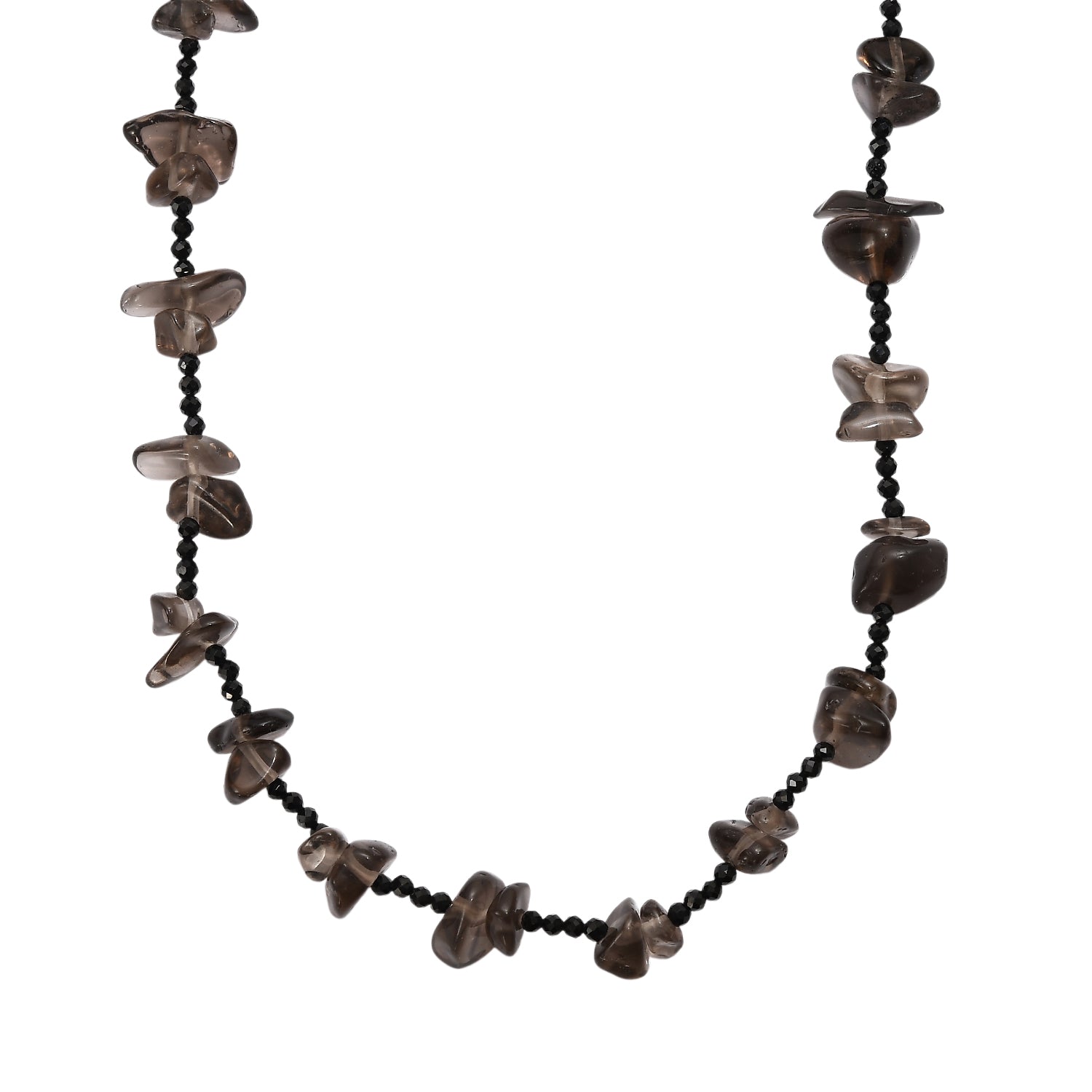 Rauchquarz, Schwarzer Spinell Kette 91 cm ca. 280.00 ct