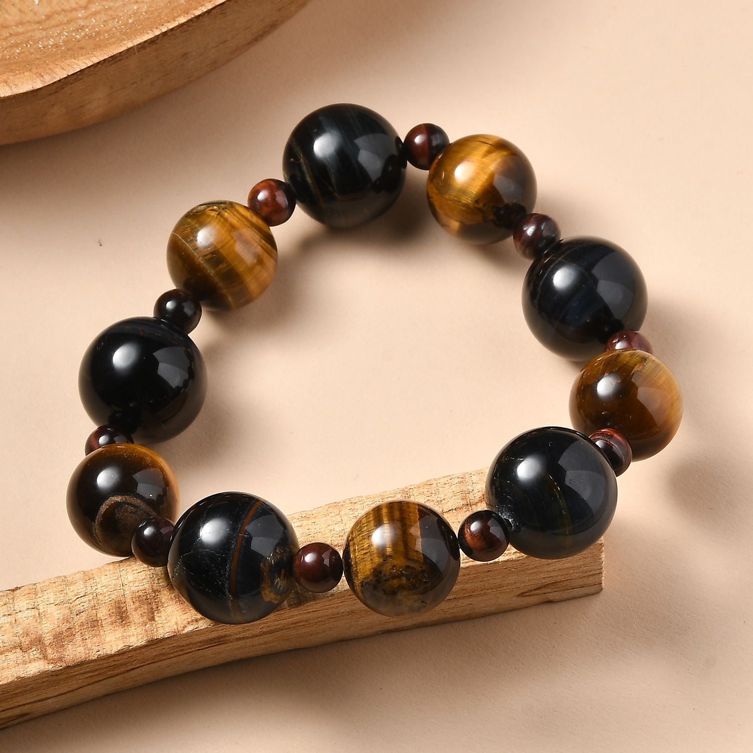 Tigerauge Armband, flexibel, ca. 262.00 ct
