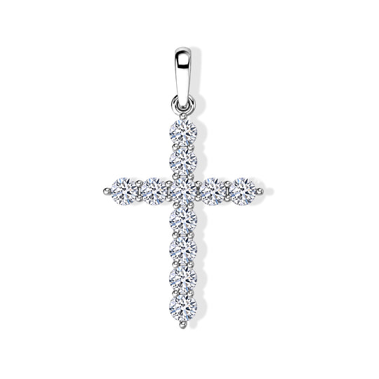 LUXURIANT SI-GH Labor Diamant Kreuz Anhänger in 585 Weißgold - 0,50 ct.