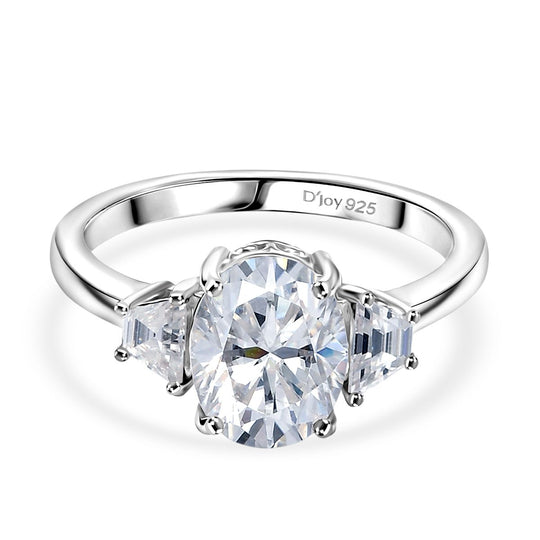 D'Joy Moissanit Ring 925 Silber rhodiniert (Größe 19.00) ca. 2.21 ct