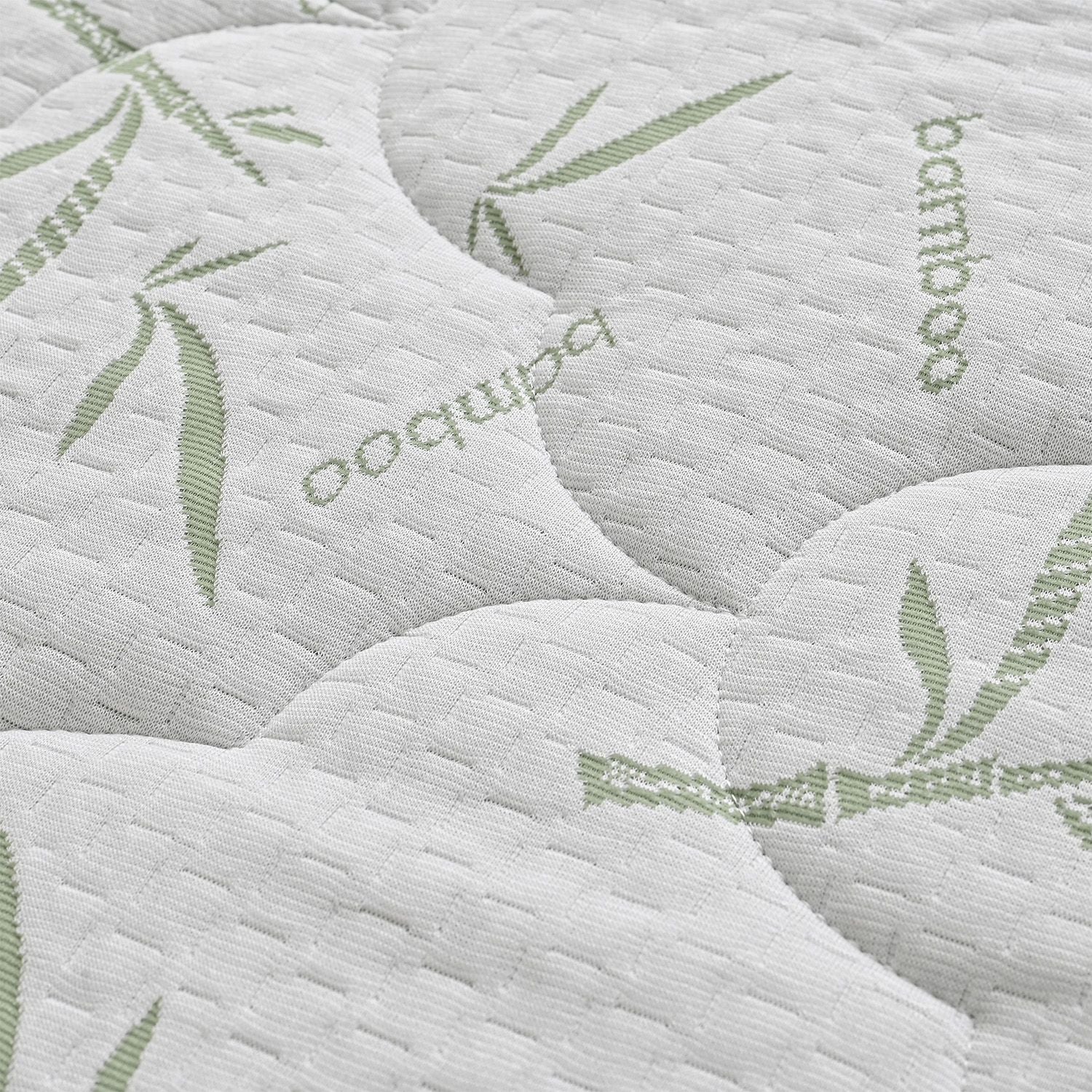 Bamboo waterproof mattress protector Fabric: 190gsm bamboo jacquard (20% bamboo fiber ,80% polyester) +0.02mmPU  Skirt : 75gsm polyester