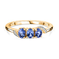 AA Tansanit Ring 925 Silber 750 Gelb Vergoldet (Größe 16.00) ca. 0,55 ct