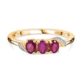 AA Afrikanischer Rubin (Fissure gefüllt) Ring 925 Silber 750 Gelb Vergoldet (Größe 16.00) ca. 0,76 ct
