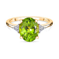 D'Joy Peridot, Moissanit Ring 925 Silber 750 Gelb Vergoldet (Größe 21.00) ca. 2,95 ct