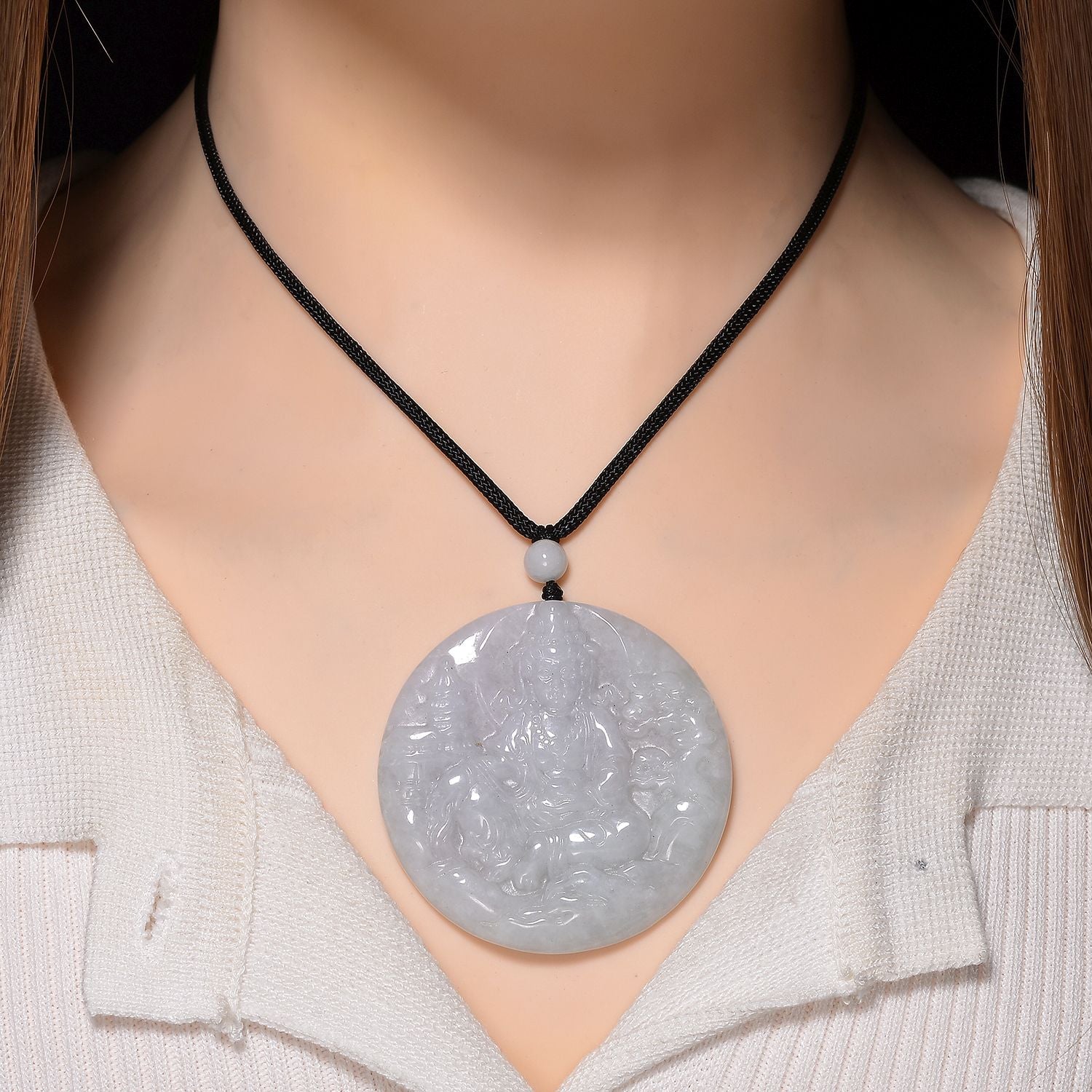 EXTREM SELTEN Natürliche Weiße Jade Anhänger mit Kette 50 cm ca. 170.00 ct