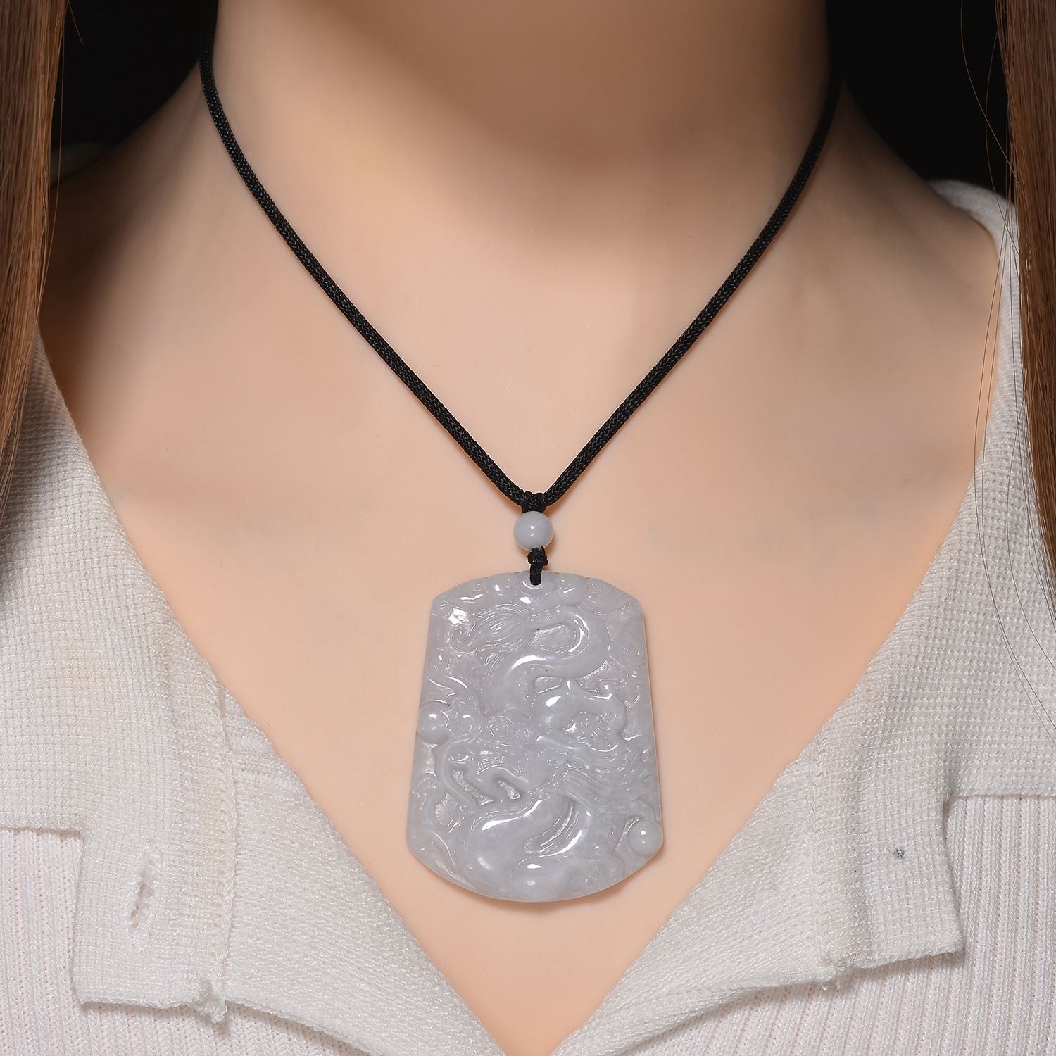 EXTREM SELTEN Natürliche Weiße Jade Anhänger mit Kette 50 cm ca. 115.00 ct
