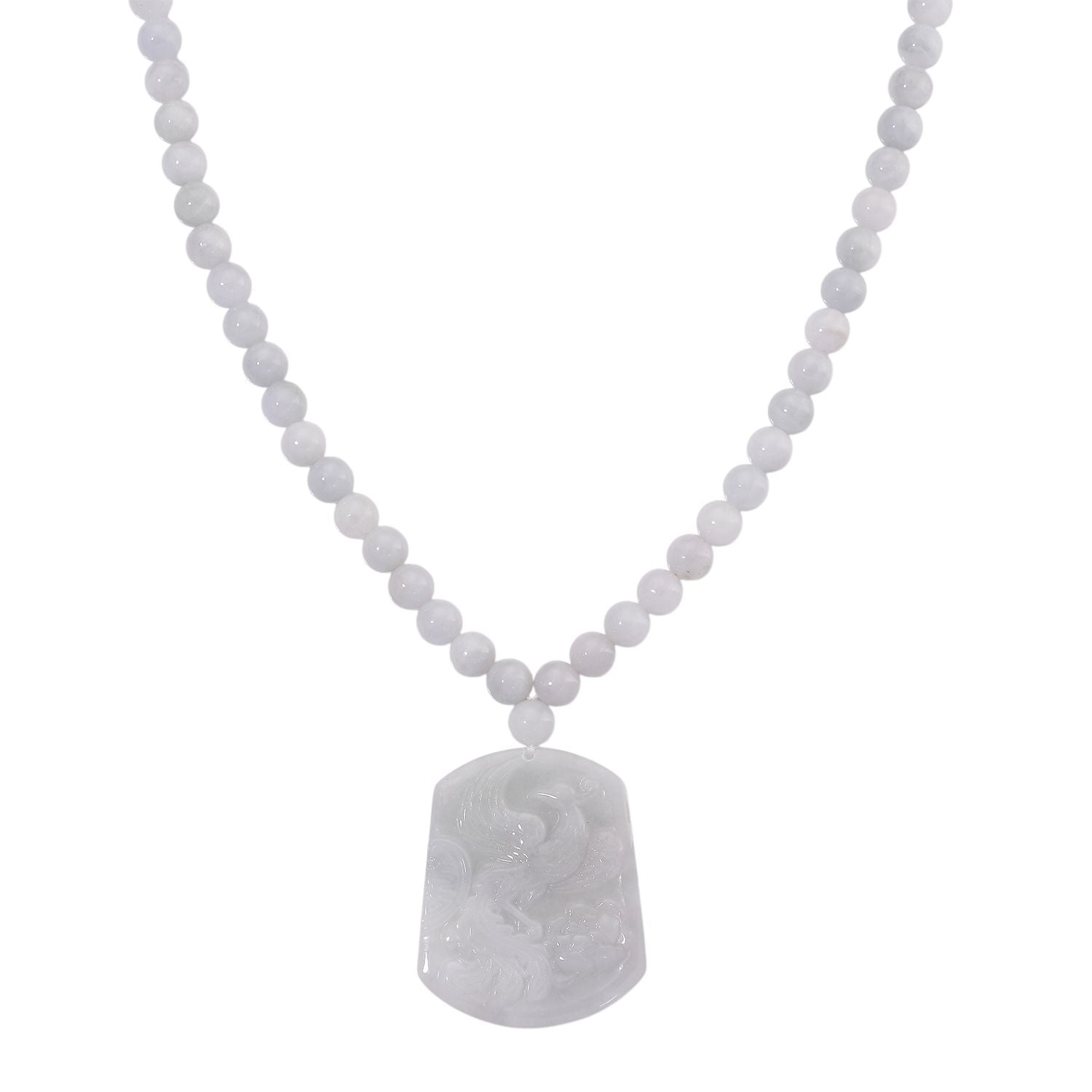 D'Joy EXTREM SELTEN Natürliche Weiße Jade Halskette ca. 50 cm 925 Silber rhodiniert ca. 400.00 ct