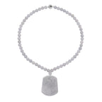 D'Joy EXTREM SELTEN Natürliche Weiße Jade Halskette ca. 50 cm 925 Silber rhodiniert ca. 400.00 ct