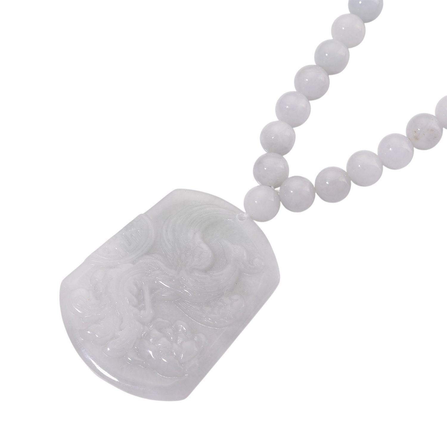 D'Joy EXTREM SELTEN Natürliche Weiße Jade Halskette ca. 50 cm 925 Silber rhodiniert ca. 400.00 ct