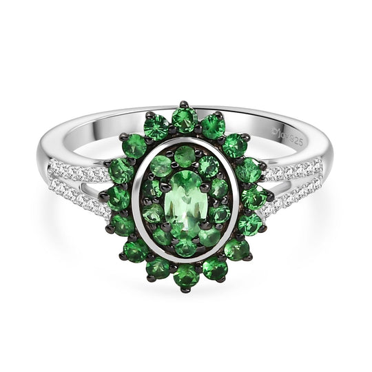 D'Joy AA Tsavorite Granat Ring 925 Silber rhodiniert (Größe 20.00) ca. 1,07 ct