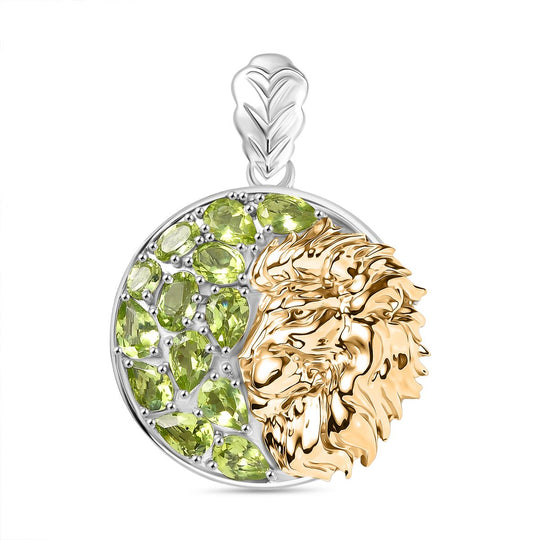 D'Joy Natürlicher Rhodolith Granat Anhänger 925 Silber Rhodiniert und 750 Gelbgold Vermeil ca. 5.49 ct