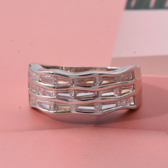 LUSTRO STELLA Weißer Zirkonia Ring 925 Silber rhodiniert, (Größe 21.00)