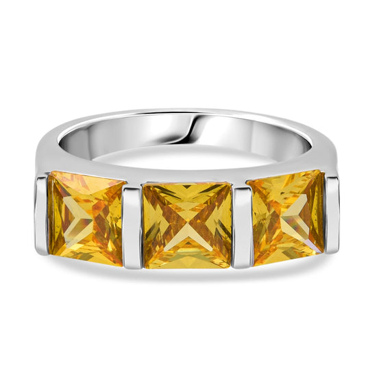 Lustro Stella Gelber Zirkonia Ring 925 Silber rhodiniert (Größe 20.00)
