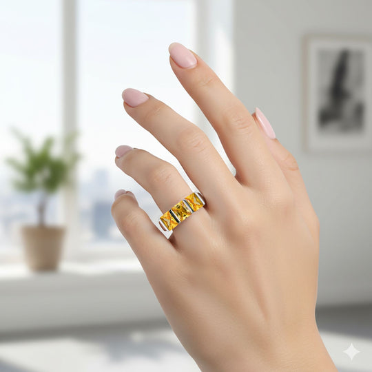 Lustro Stella Gelber Zirkonia Ring 925 Silber rhodiniert (Größe 20.00)