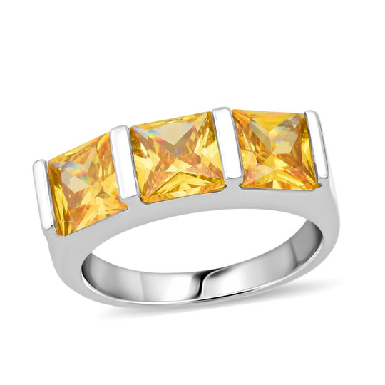 Lustro Stella Gelber Zirkonia Ring 925 Silber rhodiniert (Größe 20.00)