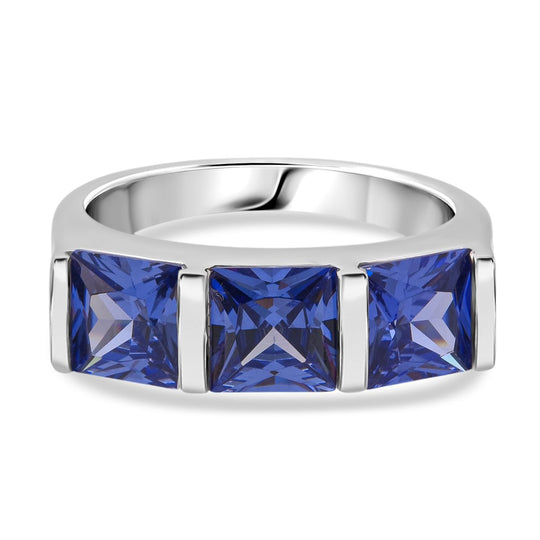 Lustro Stella Blauer Zirkonia Ring 925 Silber rhodiniert