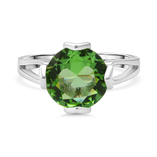 Lustro Stella Grüner Saphir-Farbener Zirkonia Ring 925 Silber rhodiniert