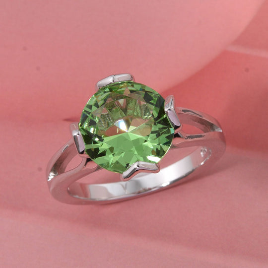 Lustro Stella Grüner Saphir-Farbener Zirkonia Ring 925 Silber rhodiniert