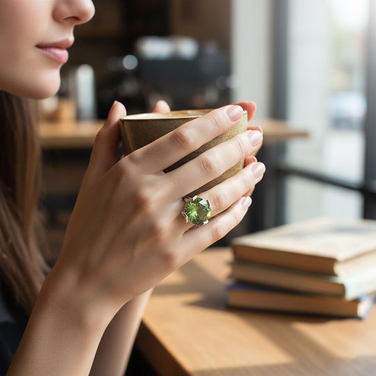 Lustro Stella Grüner Saphir-Farbener Zirkonia Ring 925 Silber rhodiniert