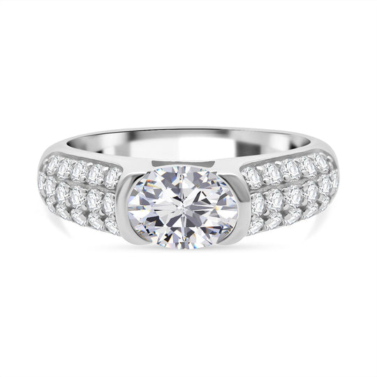Lustro Stella Weißer Saphir-farbener Zirkonia Ring 925 Silber rhodiniert (Größe 17.00)