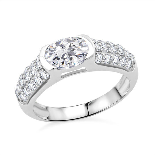 Lustro Stella Weißer Saphir-farbener Zirkonia Ring 925 Silber rhodiniert (Größe 17.00)