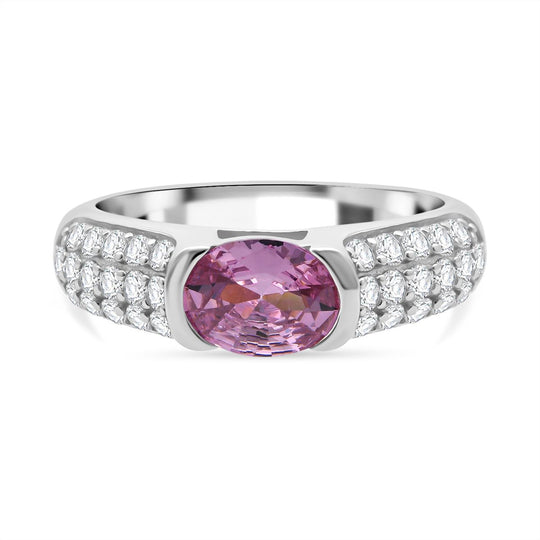 Lustro Stella Rosa Saphir-farbener Zirkonia, Weißer Zirkonia Ring 925 Silber rhodiniert (Größe 17.00)