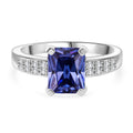 Lustro Stella Blauer Saphir-Farbener Zirkonia, Weißer Zirkonia Ring 925 Silber rhodiniert (Größe 20.00)
