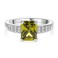 Lustro Stella Grüner Saphir-Farbener Zirkonia, Weißer Zirkonia Ring 925 Silber rhodiniert (Größe 19.00)