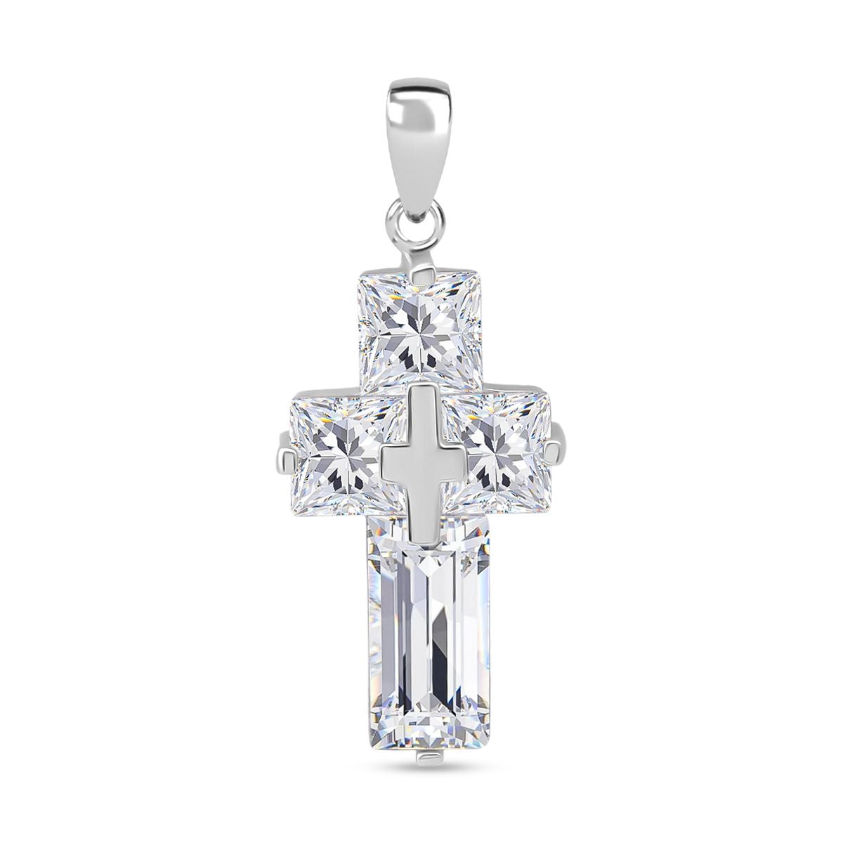 Lustro Stella Weißer Zirkonia Anhänger 925 Silber rhodiniert