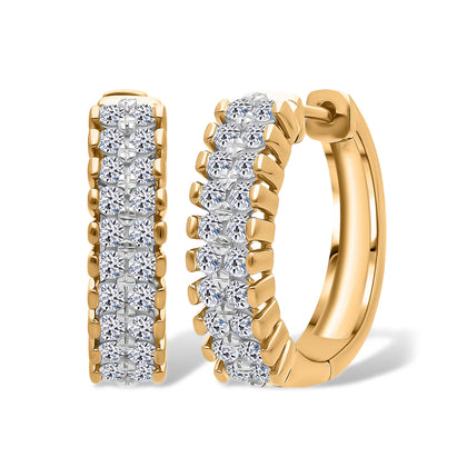 LUXURIANT SGL zertifizierte VS-EF Labor Diamant Ohrringe, 925 Silber 750 Gelbgold Vermeil - 1 ct.