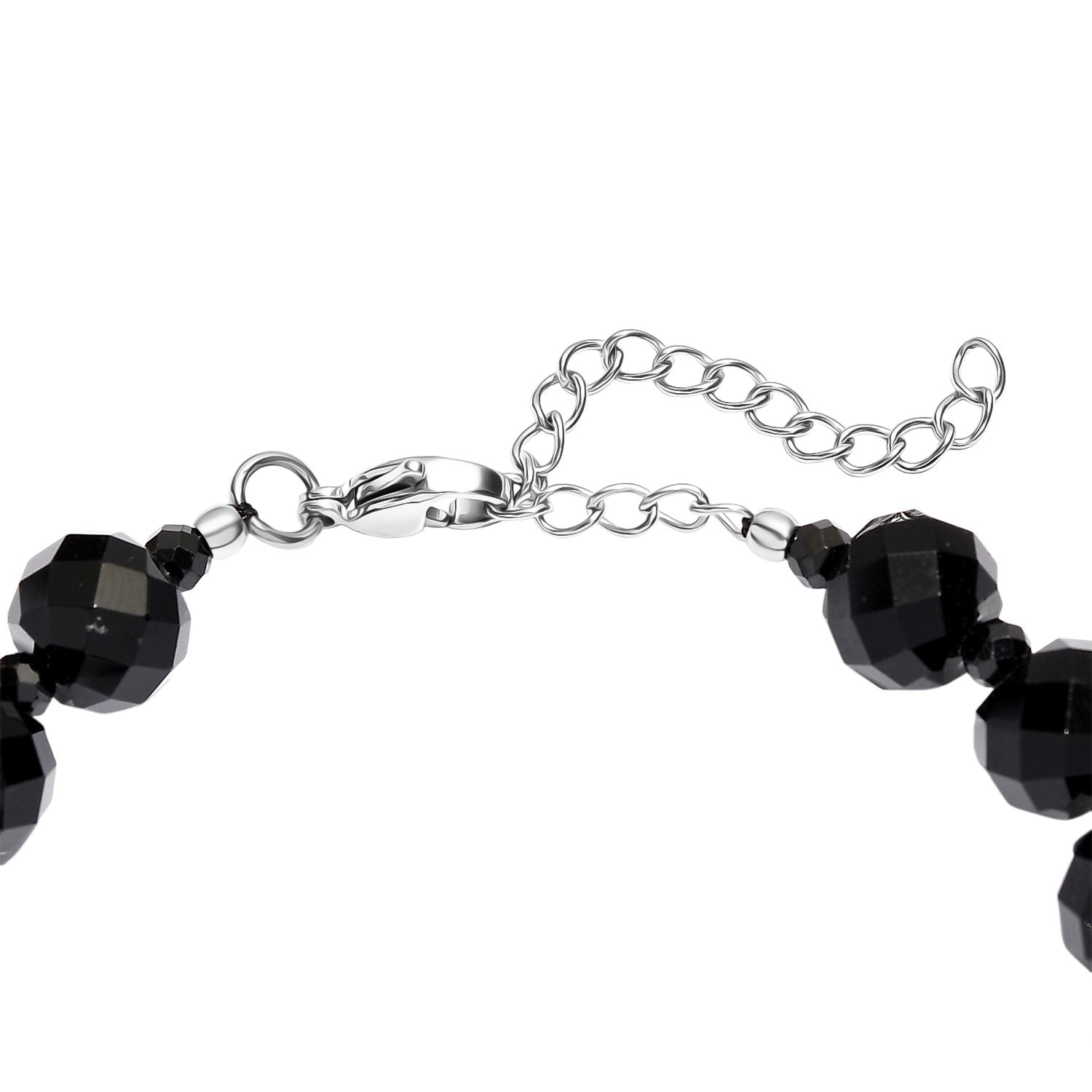 Natürlicher Vulkanachat, Schwarzer Spinell Armband ca. 19 cm 316L Edelstahl ca. 90.00 ct