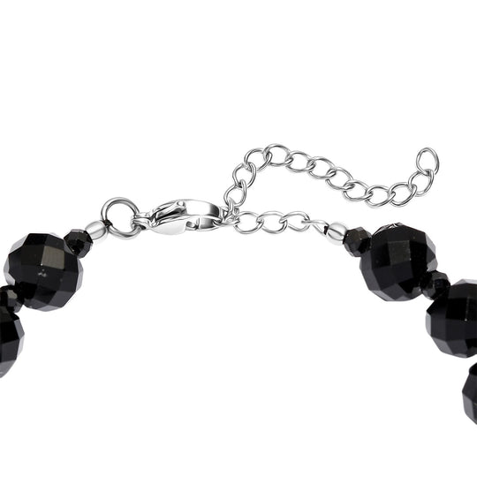 Natürlicher Vulkanachat, Schwarzer Spinell Armband ca. 19 cm 316L Edelstahl ca. 90.00 ct