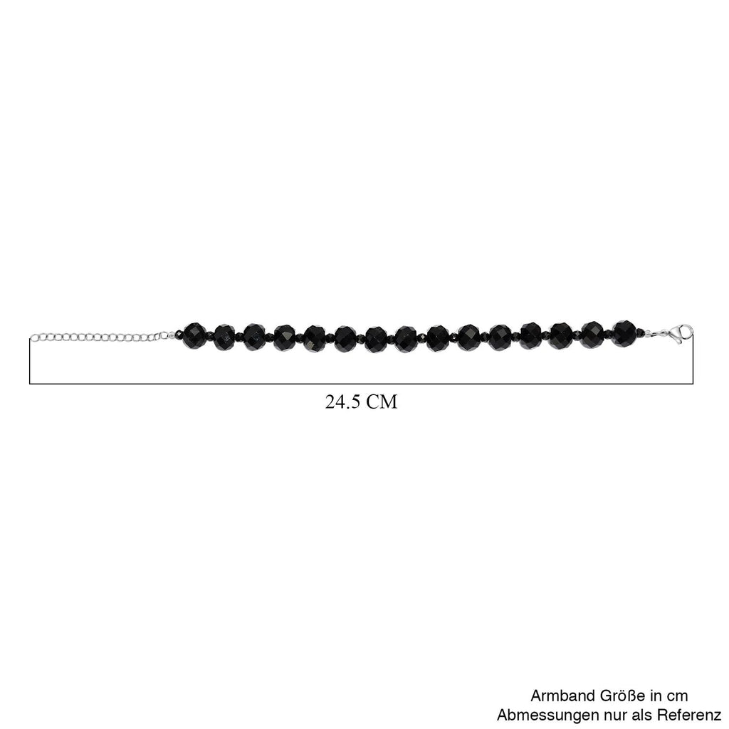 Natürlicher Vulkanachat, Schwarzer Spinell Armband ca. 19 cm 316L Edelstahl ca. 90.00 ct