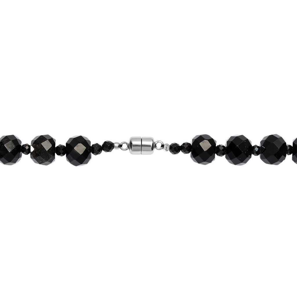 Natürlicher Vulkanachat, Schwarzer Spinell Halskette ca. 45 cm 316L Edelstahl ca. 230.00 ct