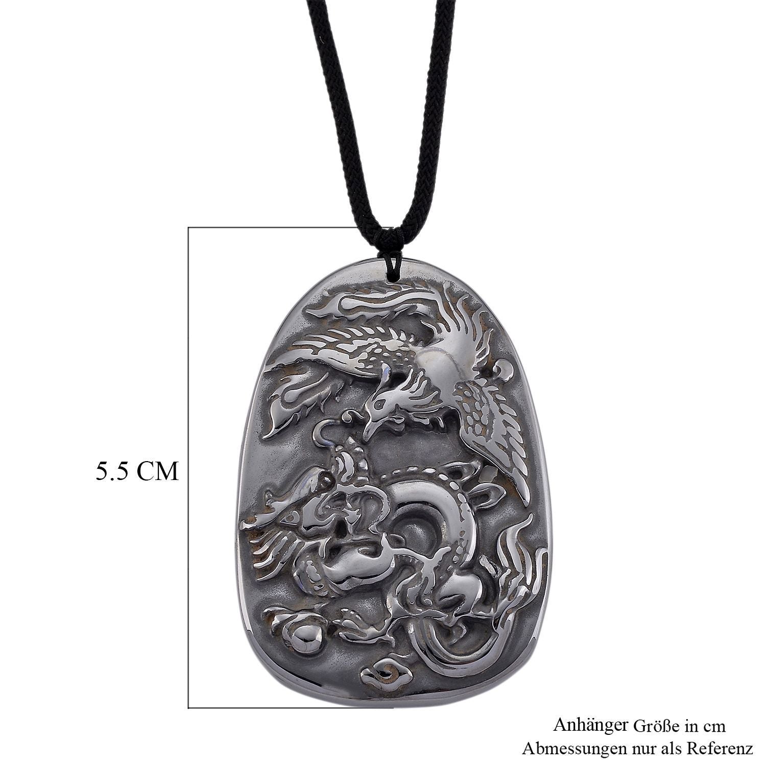 Terahertz Halskette, Drachen und Phönix Motiv, ca. 71 cm, ca. 100.00 ct